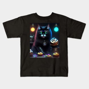 Black Ragdoll Cat Loving Her Cupcakes Kids T-Shirt